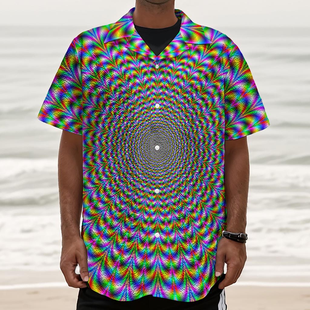 Psychedelic Web Optical Illusion Textured Short Sleeve Shirt