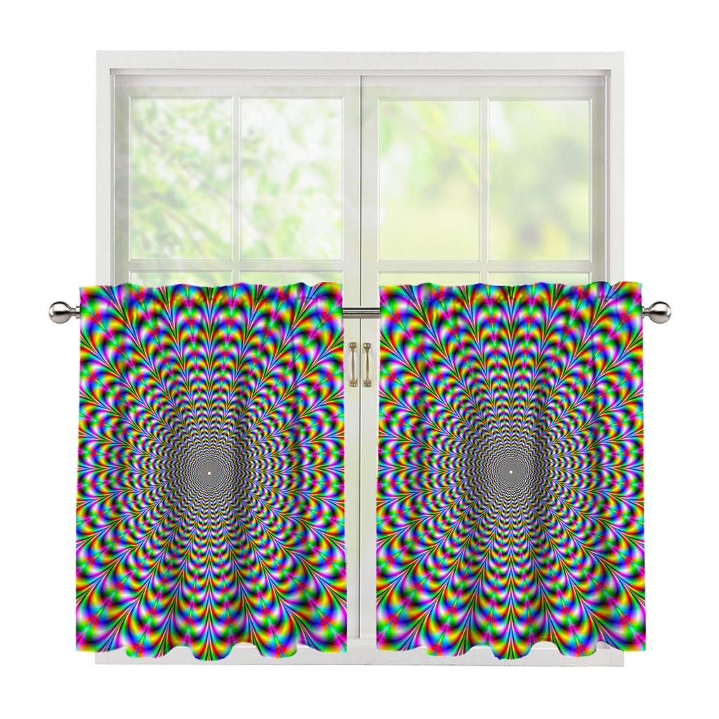 Psychedelic Web Optical Illusion Tier Curtains