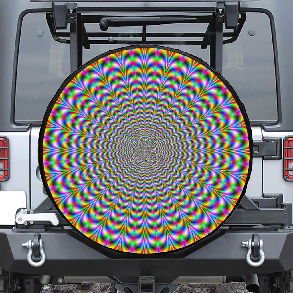 Psychedelic Web Optical Illusion Tire Cover