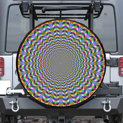 Psychedelic Web Optical Illusion Tire Cover