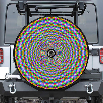 Psychedelic Web Optical Illusion Tire Cover With Camera Hole