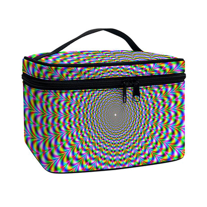 Psychedelic Web Optical Illusion Travel Makeup Bag