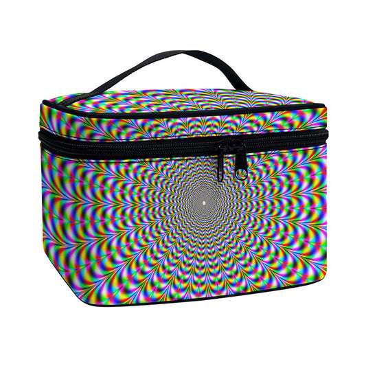 Psychedelic Web Optical Illusion Travel Makeup Bag