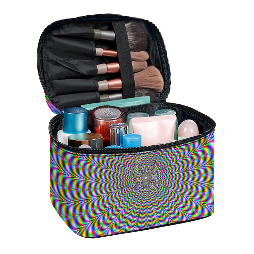 Psychedelic Web Optical Illusion Travel Makeup Bag