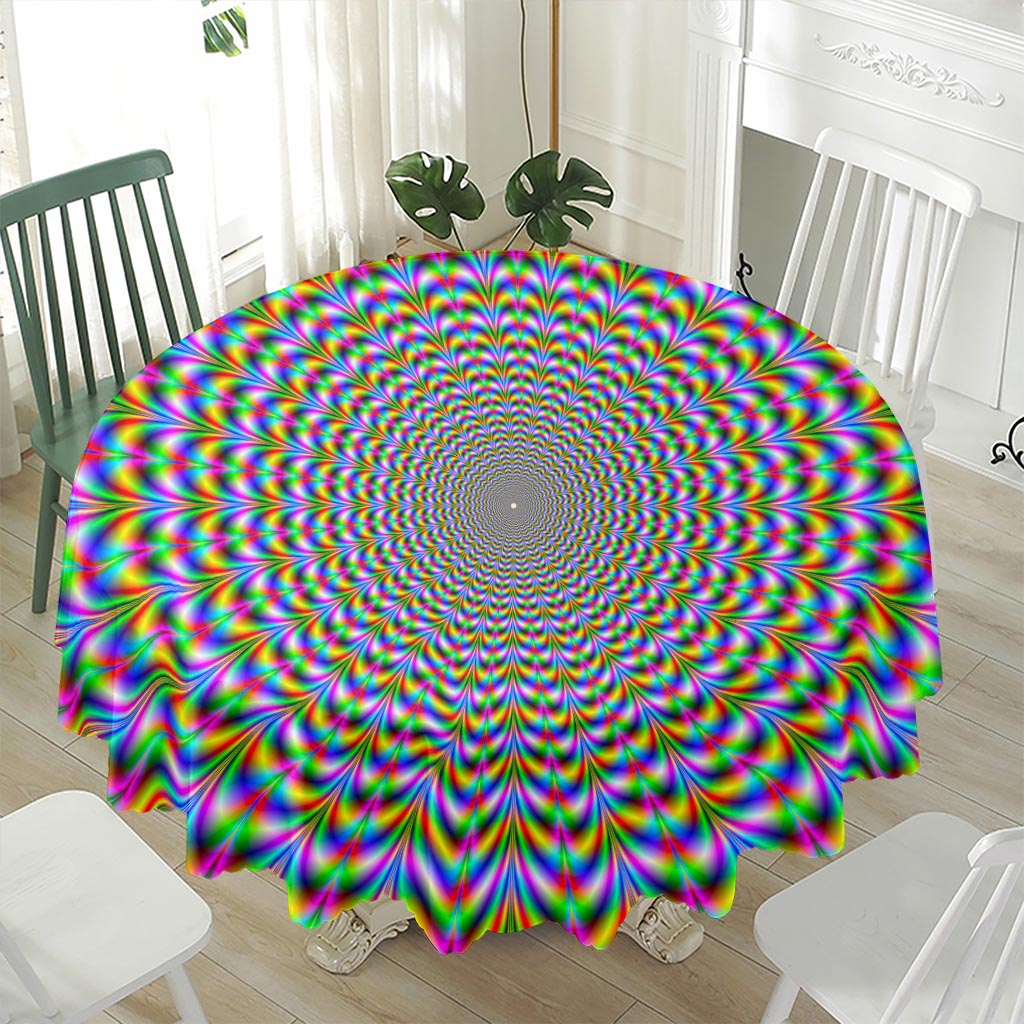 Psychedelic Web Optical Illusion Waterproof Round Tablecloth