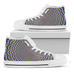 Psychedelic Web Optical Illusion White High Top Sneakers