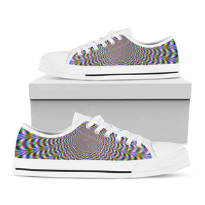 Psychedelic Web Optical Illusion White Low Top Sneakers