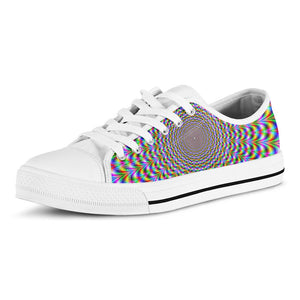 Psychedelic Web Optical Illusion White Low Top Sneakers