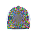 Psychedelic Web Optical Illusion White Mesh Trucker Hat
