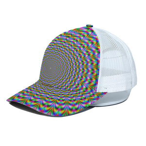 Psychedelic Web Optical Illusion White Mesh Trucker Cap