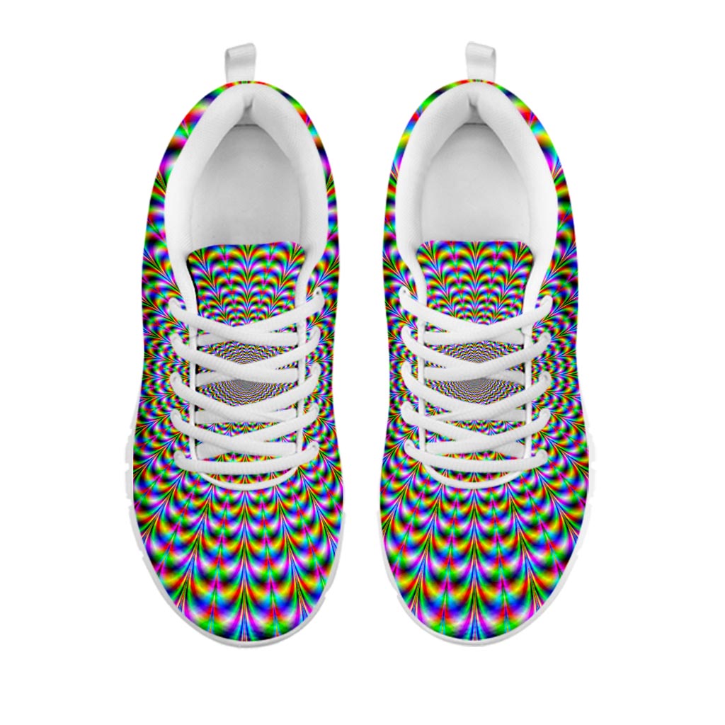 Psychedelic Web Optical Illusion White Running Shoes