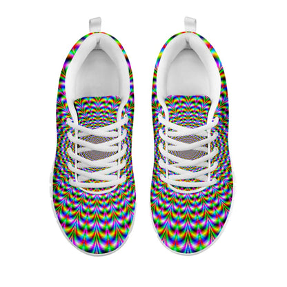 Psychedelic Web Optical Illusion White Running Shoes