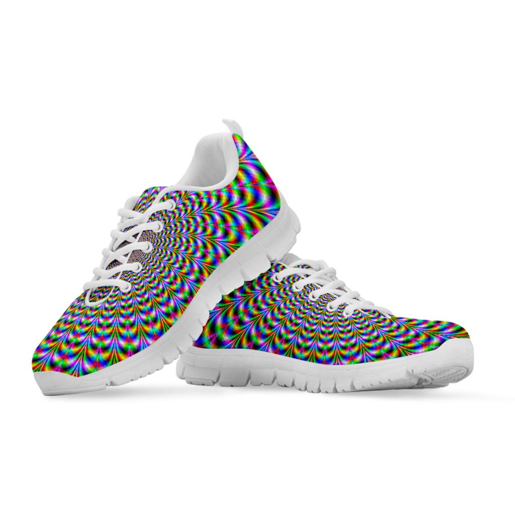 Psychedelic Web Optical Illusion White Running Shoes