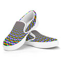Psychedelic Web Optical Illusion White Slip On Sneakers