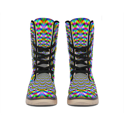 Psychedelic Web Optical Illusion Winter Boots