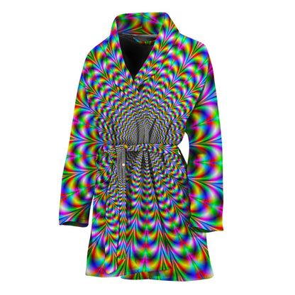 Psychedelic Web Optical Illusion Women's Bathrobe