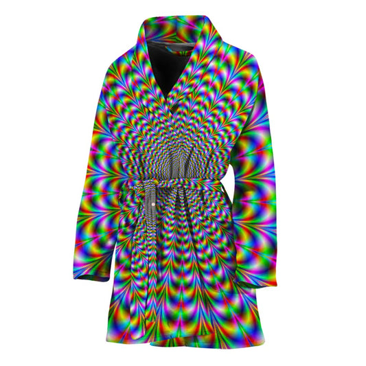Psychedelic Web Optical Illusion Women's Bathrobe