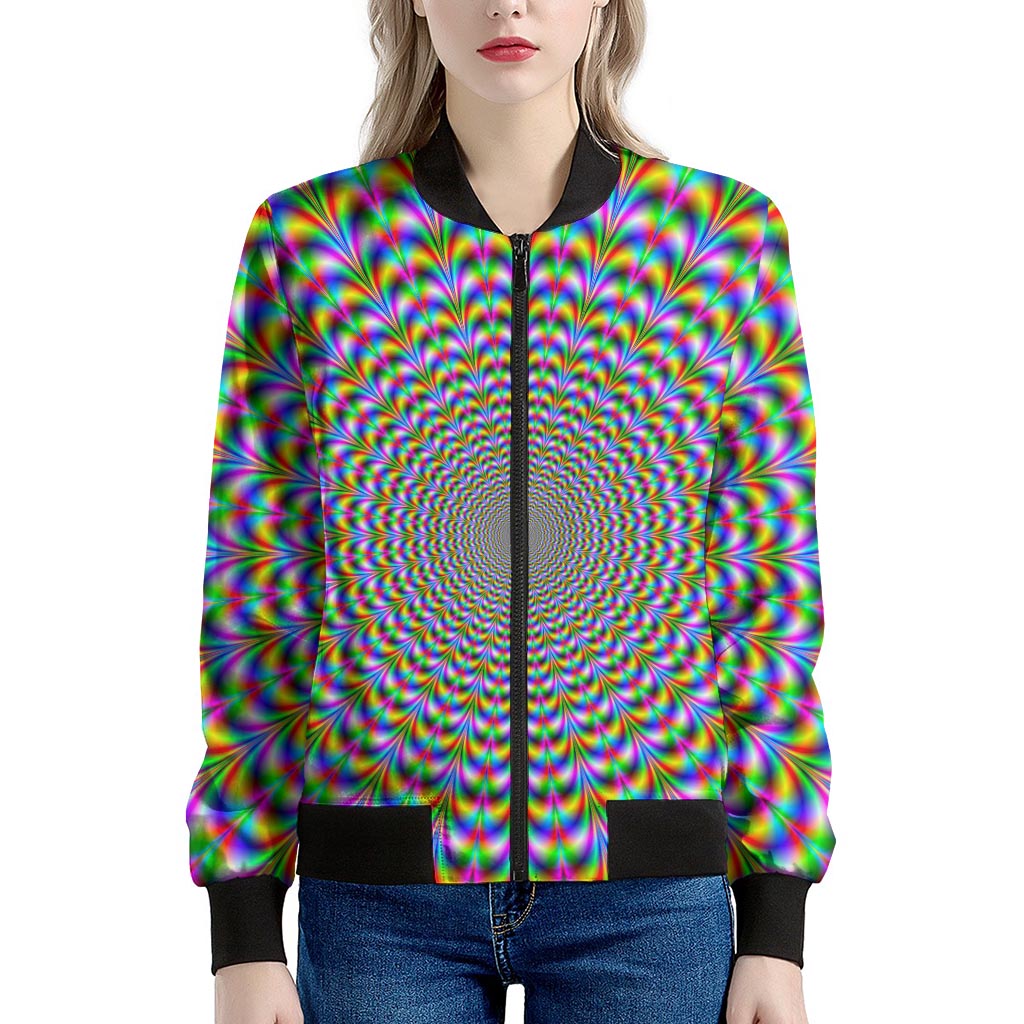 Psychedelic Web Optical Illusion Women's Bomber Jacket