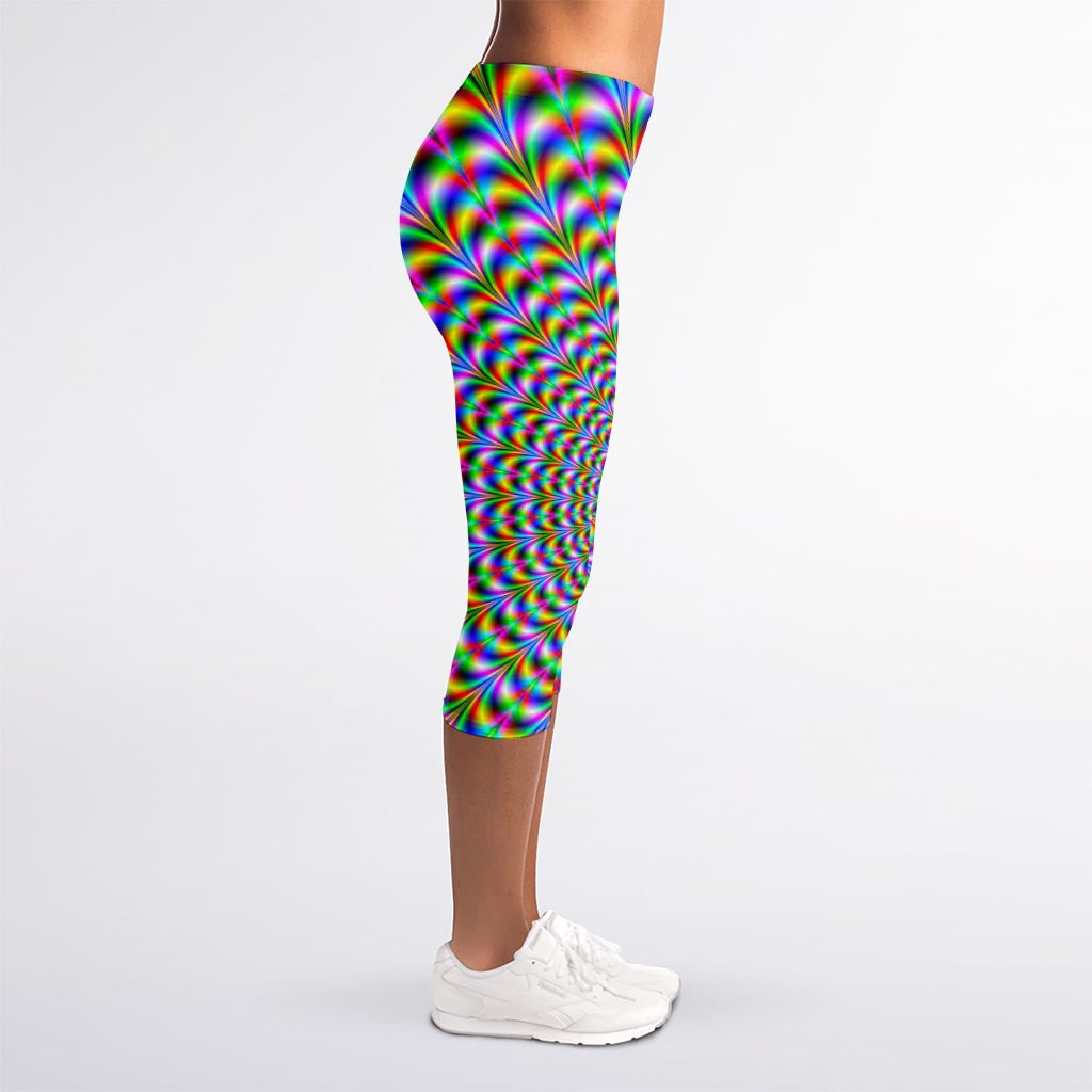 Psychedelic Web Optical Illusion Women's Capri Leggings
