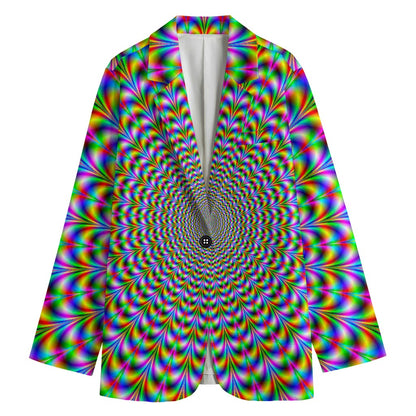 Psychedelic Web Optical Illusion Women's Cotton Blazer