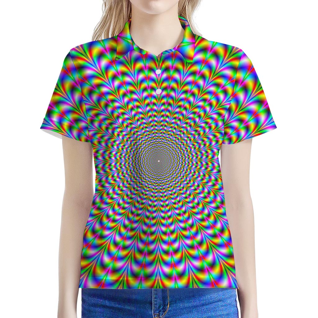 Psychedelic Web Optical Illusion Women's Polo Shirt