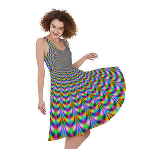 dress eye illusion Psychedelic Web Optical Illusion Sleeveless Knee Length Dress – GearFrost