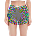 Psychedelic Web Optical Illusion Women's Split Running Shorts