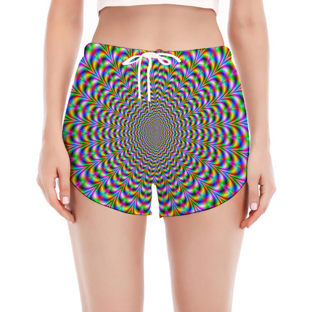 Psychedelic Web Optical Illusion Women's Split Running Shorts
