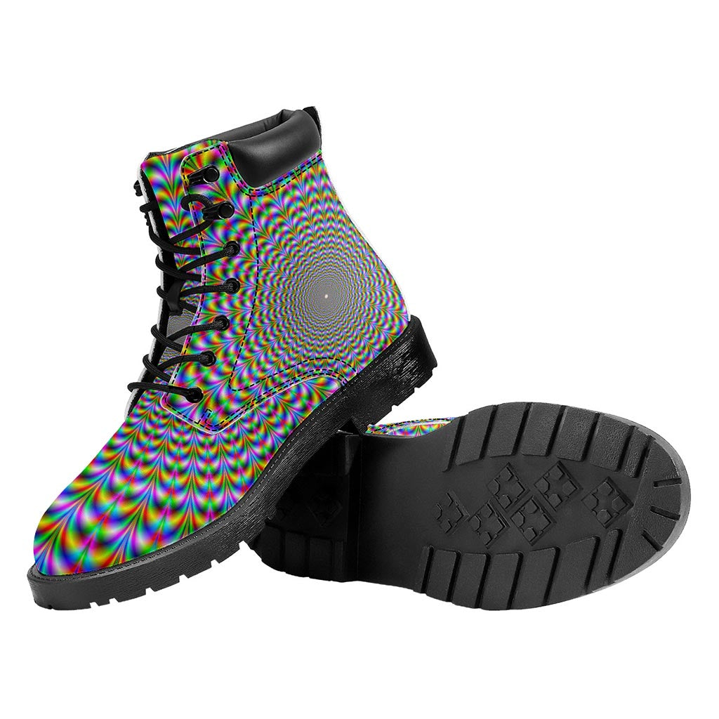 Psychedelic Web Optical Illusion Work Boots