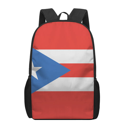 Puerto Rican Flag Print 17 Inch Backpack
