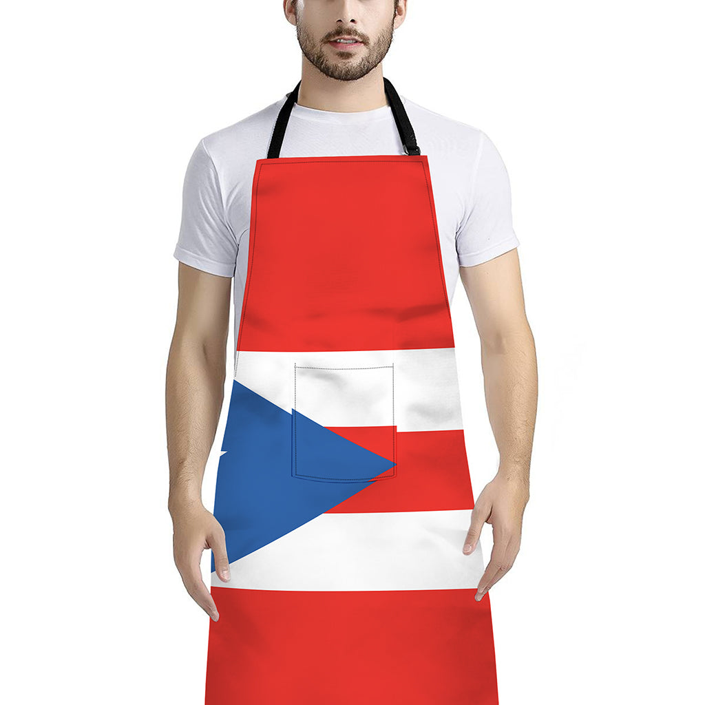 Puerto Rican Flag Print Bib Apron With Pocket