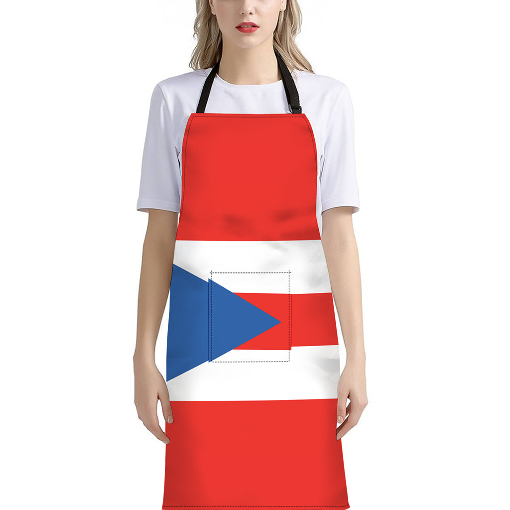 Puerto Rican Flag Print Bib Apron With Pocket