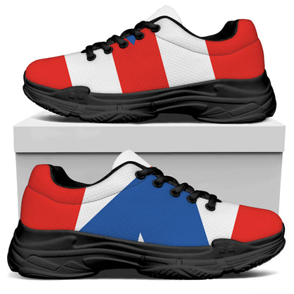 Puerto Rican Flag Print Black Chunky Shoes