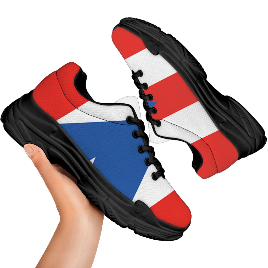 Puerto Rican Flag Print Black Chunky Shoes