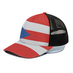Puerto Rican Flag Print Black Mesh Trucker Cap