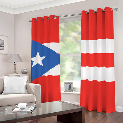 Puerto Rican Flag Print Blackout Grommet Curtains
