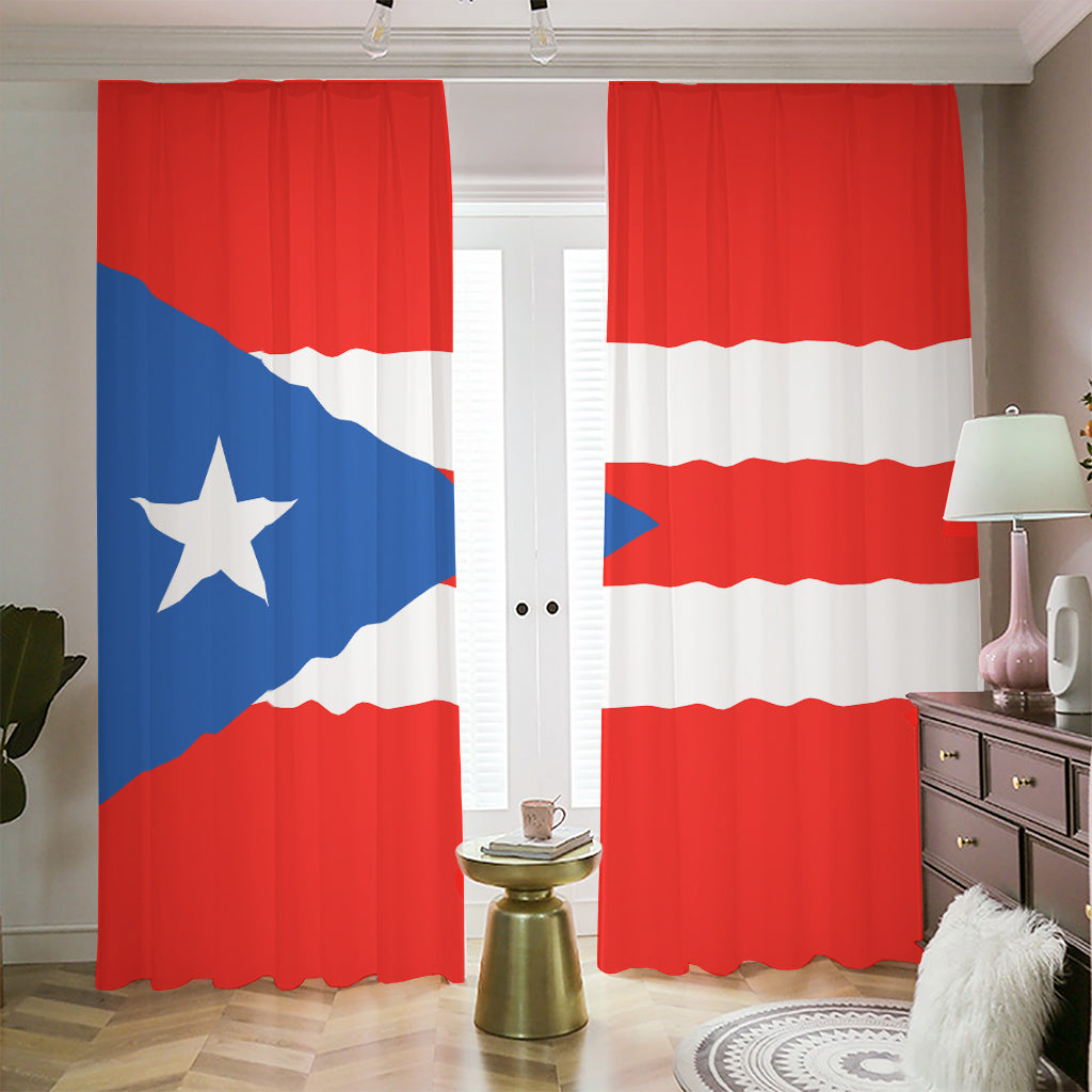 Puerto Rican Flag Print Blackout Pencil Pleat Curtains