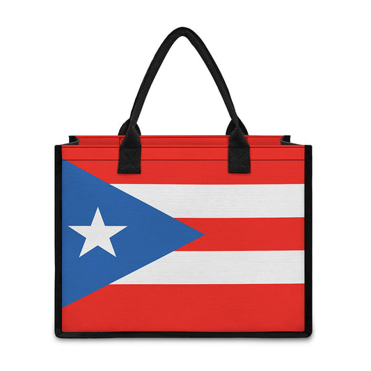 Puerto Rican Flag Print Canvas Tote Bag