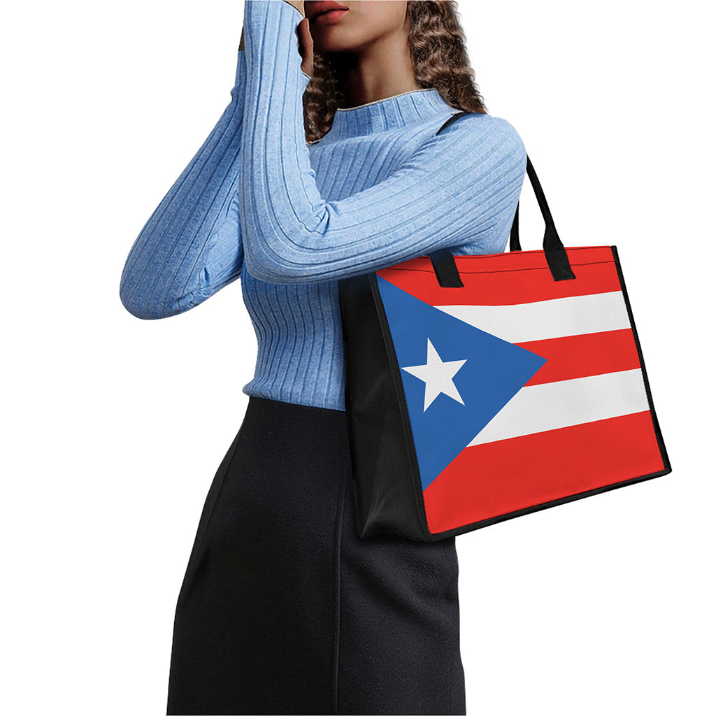Puerto Rican Flag Print Canvas Tote Bag
