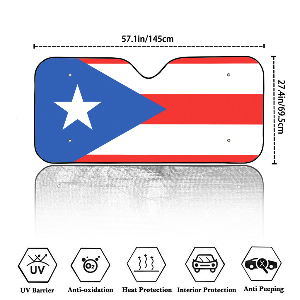 Puerto Rican Flag Print Car Windshield Sun Shade