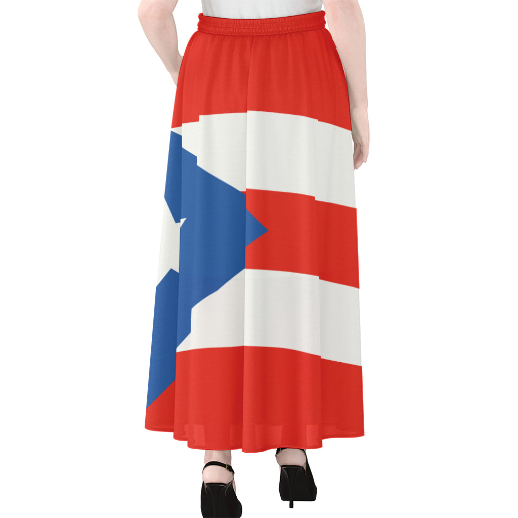 Puerto Rican Flag Print Chiffon Maxi Skirt