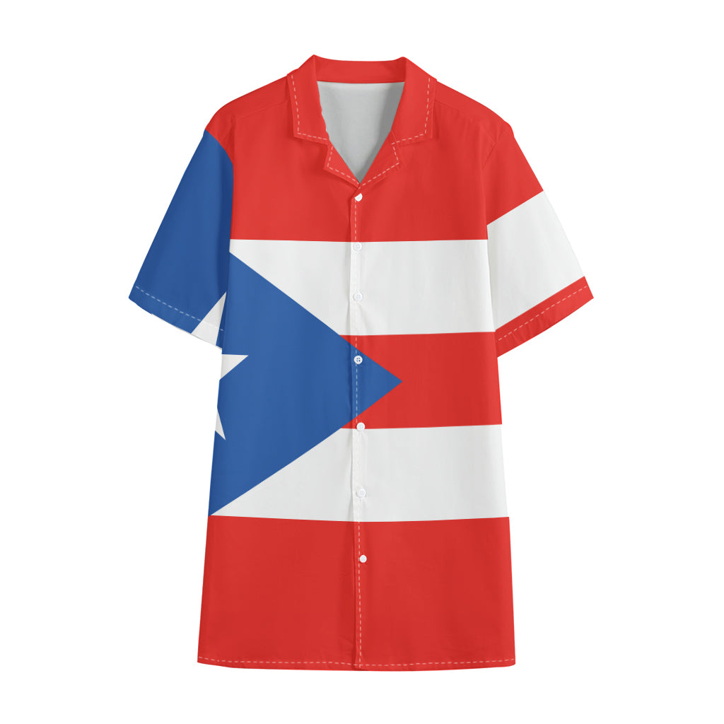 Puerto Rican Flag Print Cotton Hawaiian Shirt