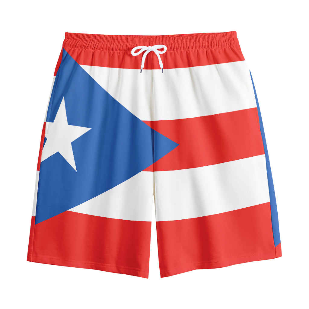 Puerto Rican Flag Print Cotton Shorts