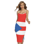 Puerto Rican Flag Print Cross Back Cami Dress