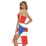 Puerto Rican Flag Print Cross Back Cami Dress