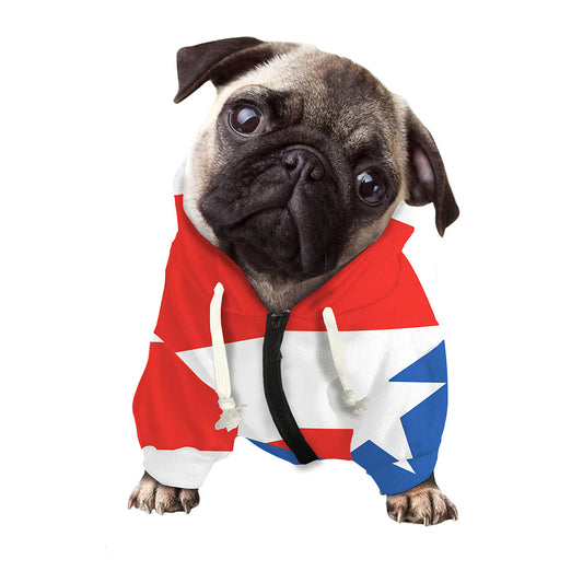 Puerto Rican Flag Print Dog Zip Up Hoodie