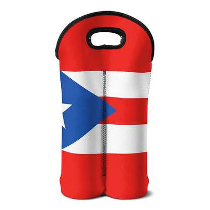 Puerto Rican Flag Print Double Neoprene Wine Tote