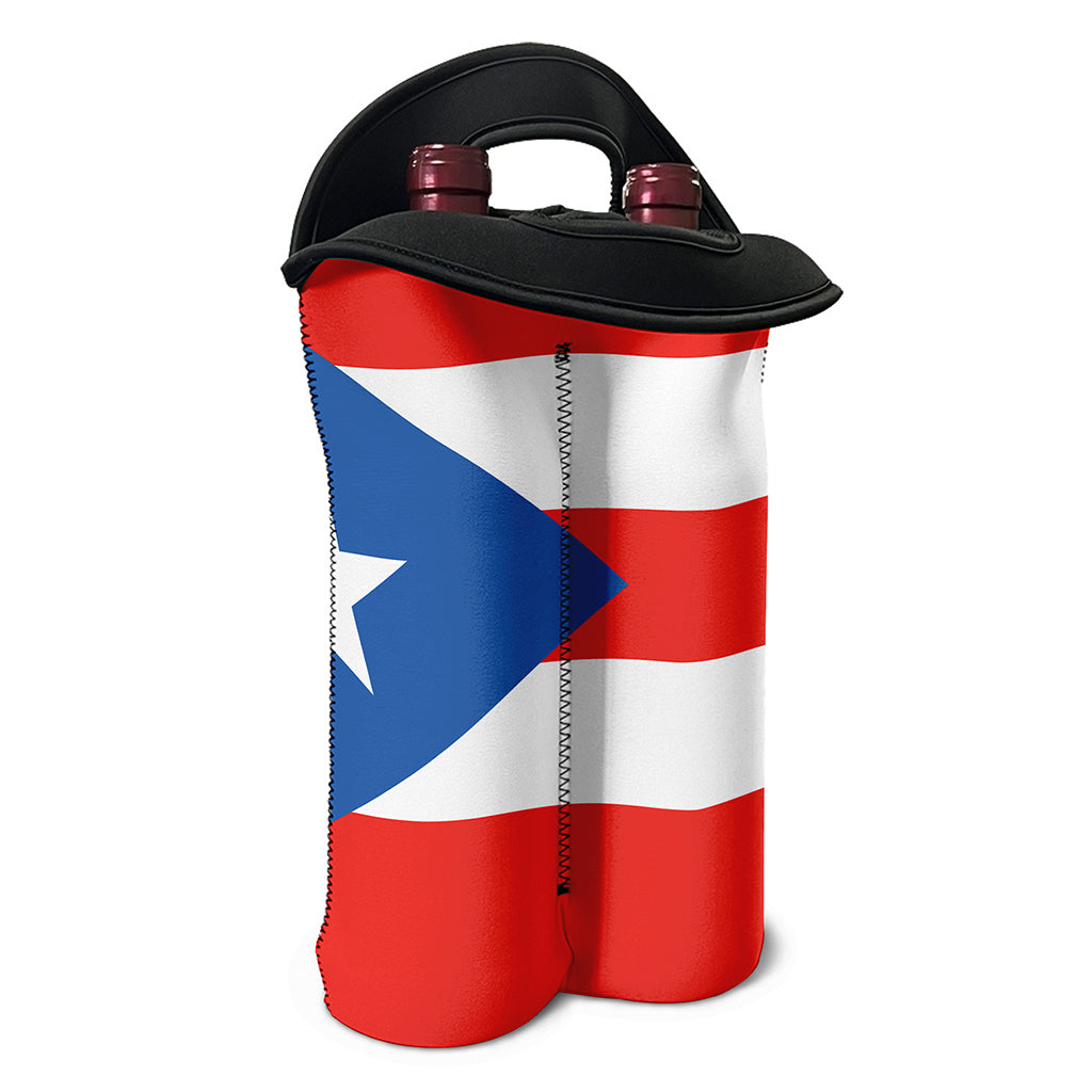 Puerto Rican Flag Print Double Neoprene Wine Tote