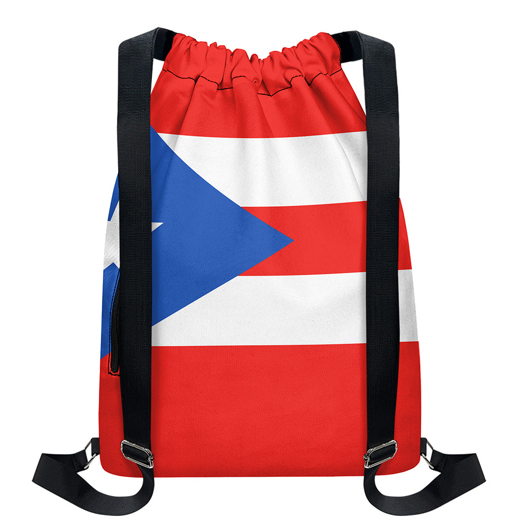 Puerto Rican Flag Print Drawstring Backpack