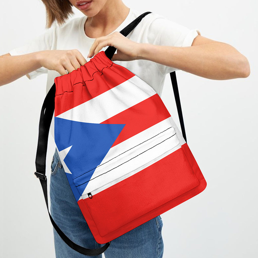 Puerto Rican Flag Print Drawstring Backpack